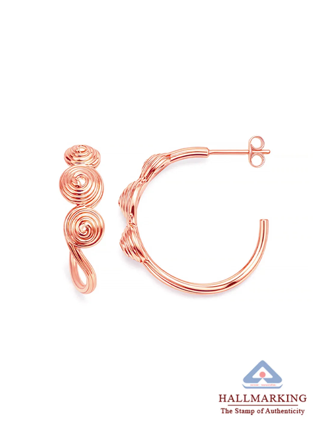 Rose Gold C Hoop Drop Earrings