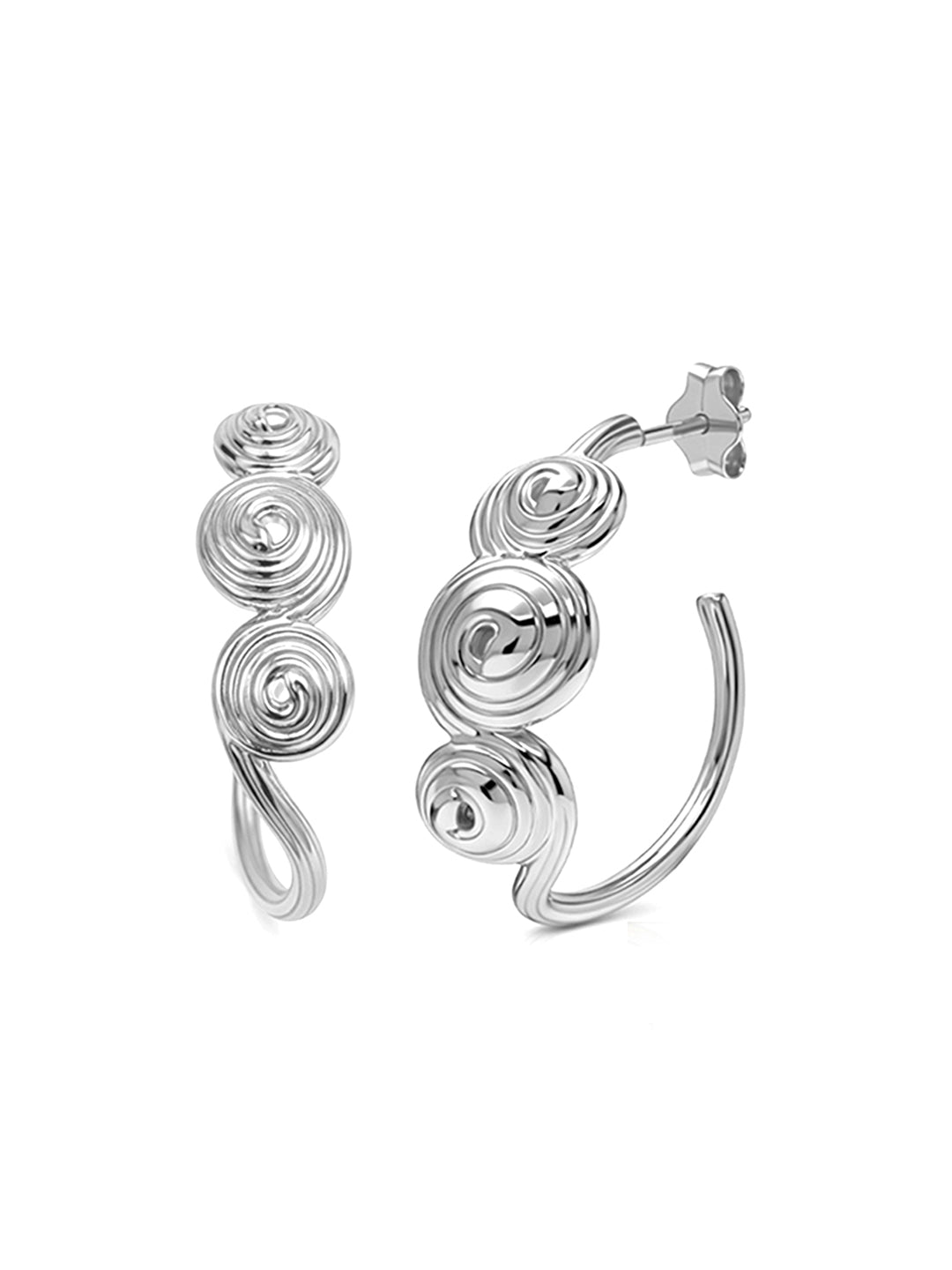 Rhodium C Hoop Drop Earrings