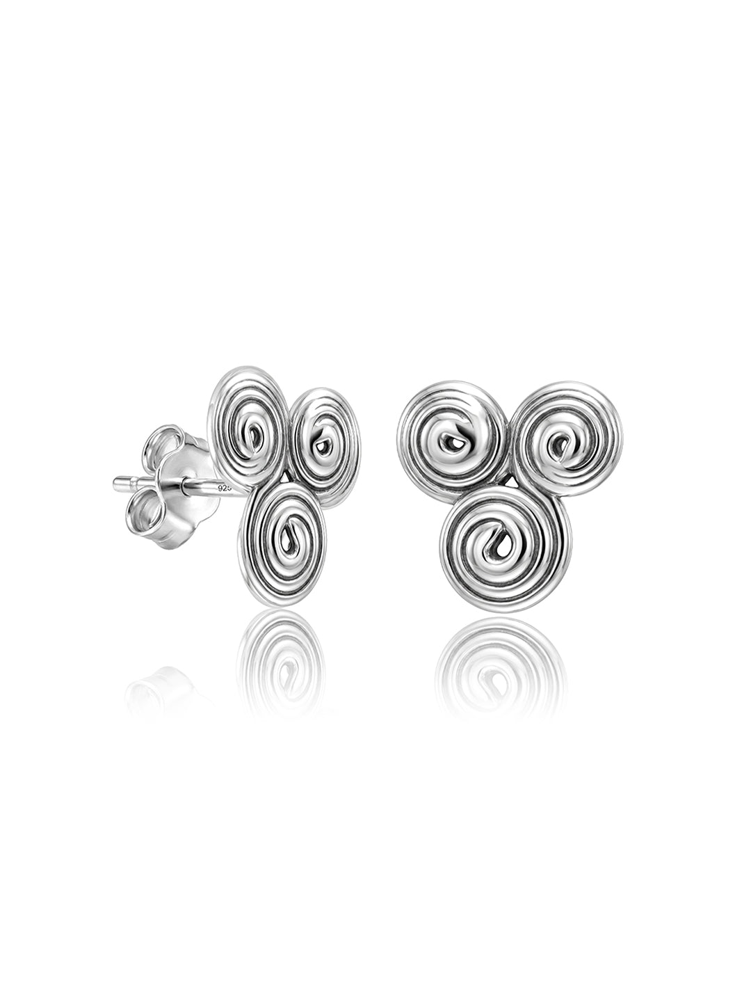 Antique Silver Helix Spiral Stud Earrings
