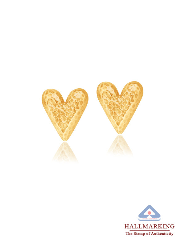 Mirel Hammered Heart Gold Plated Stud Earrings for Women