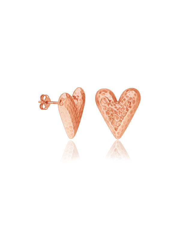 Mirel Hammered Heart Rose-Gold Plated Stud Earrings for Women