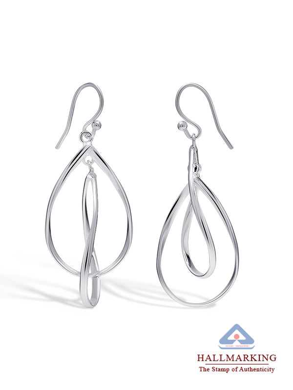 Double Elongated Oval Twist Drop Earrings