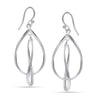 925 Sterling Silver Teardrop Double Elongated Oval Twist French Wire Long Linear Statement Drop Dangle Earrings for Women