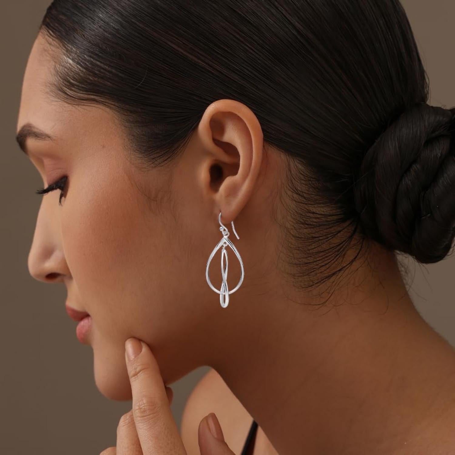 Orecchini Pendenti A Goccia In Argento 925 Con Zirconi A Forma Di Infinito - Donna - 6