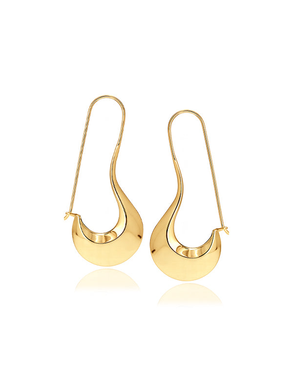 Elin Wavy Dangler Gold Plated Earrings for Women