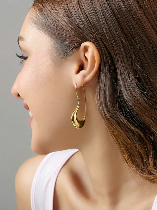 Elin Wavy Dangler Gold Plated Earrings for Women