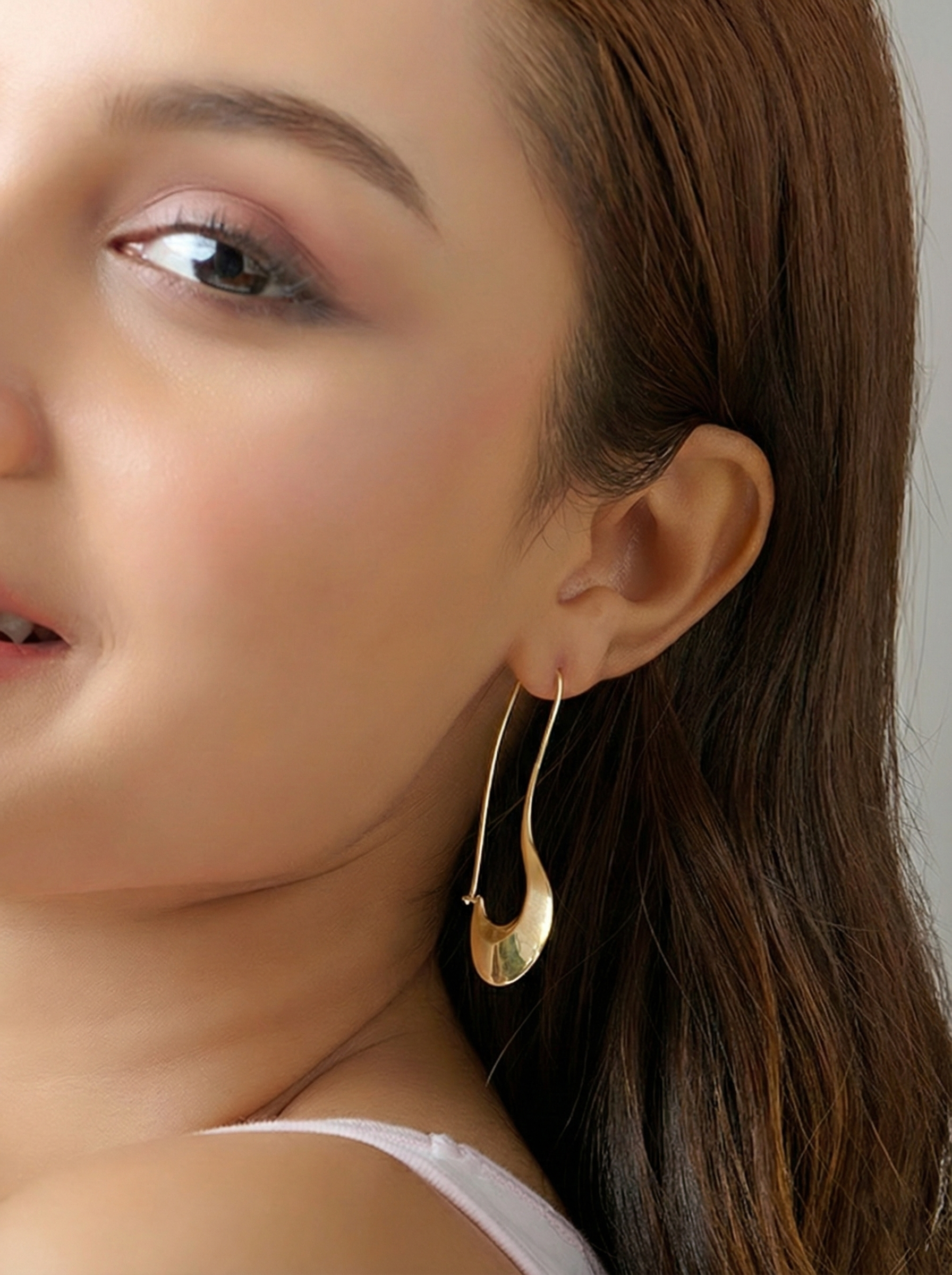 Elin Wavy Dangler Gold Plated Earrings for Women