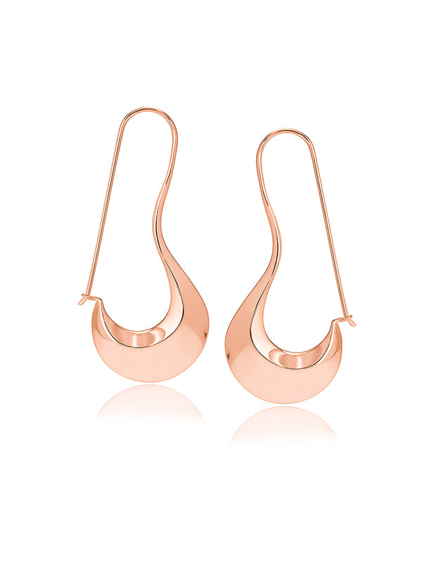 Elin Wavy Dangler Rose-Gold Plated Earrings for Women