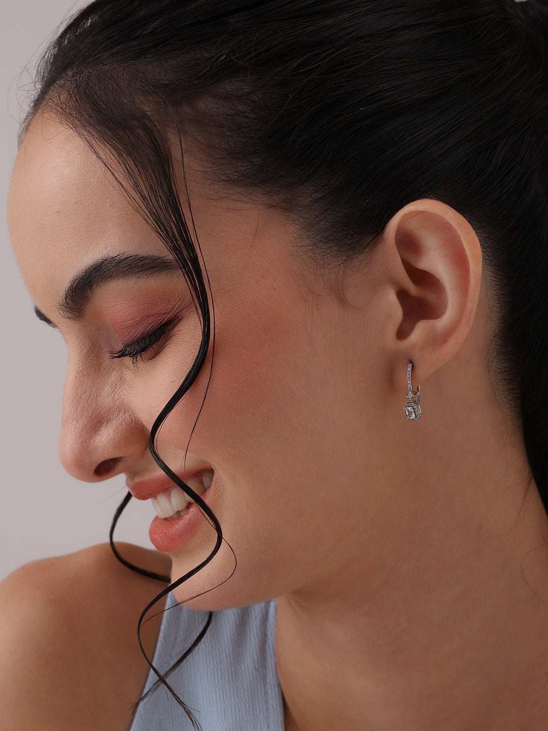 Silver Lumiere CZ Hoop Earrings