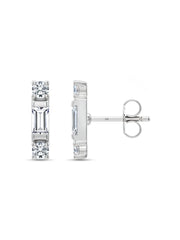 Silver Aria CZ Bar Stud Earrings