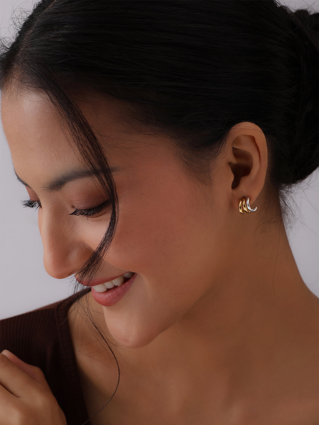 Silver Dual Tone C Studs