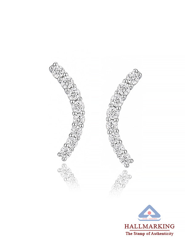 Silver Arcline CZ Stud Earrings