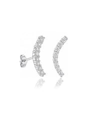 Silver Arcline CZ Stud Earrings