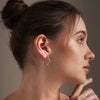 925 Sterling Silver Antique Pave CZ Crossover Hoop Earring for Women