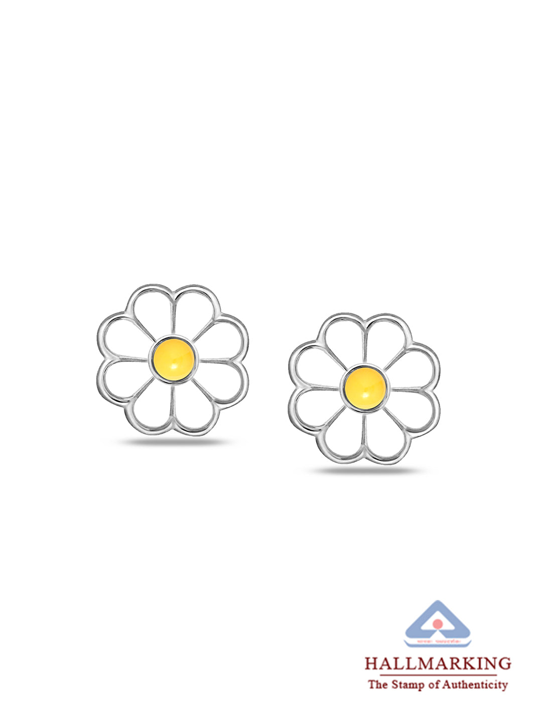 Enamel Daisy Flower Studs for Kids - Pair