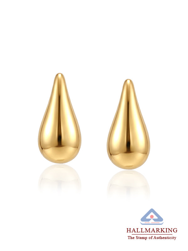 Golden Elysia Teardrop Stud Earrings