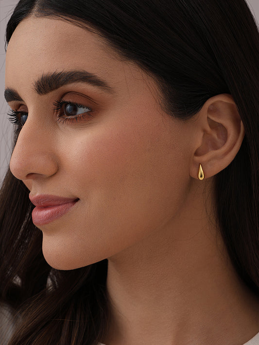 Golden Elysia Teardrop Stud Earrings