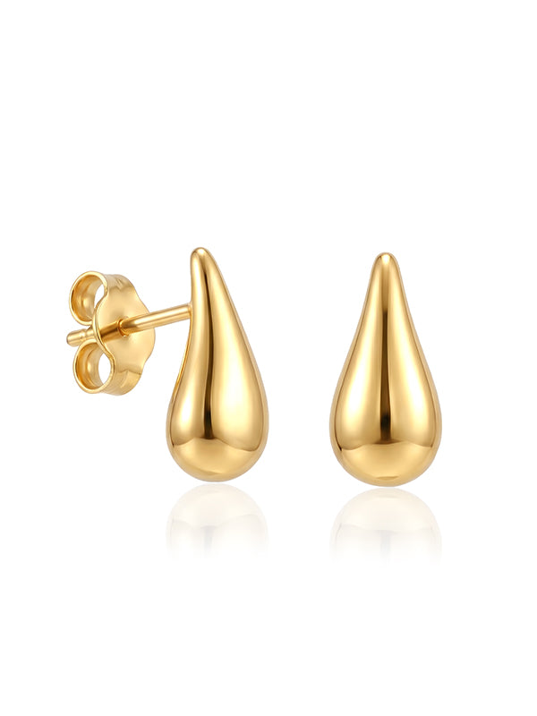 Golden Elysia Teardrop Stud Earrings
