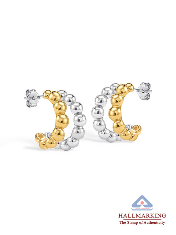 Aurika Beaded Two-Tone Women's Hoop Earrings
