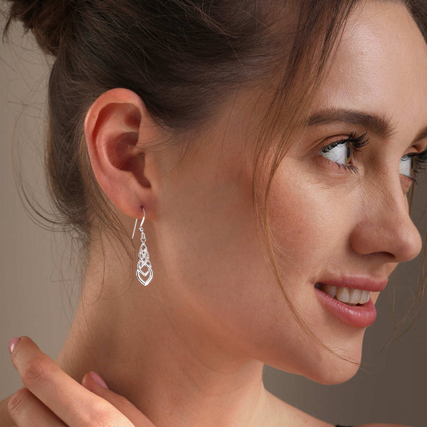 925 Sterling Silve Good Luck Irish Celtic Eternity Knot Drop Dangle Earrings for Women