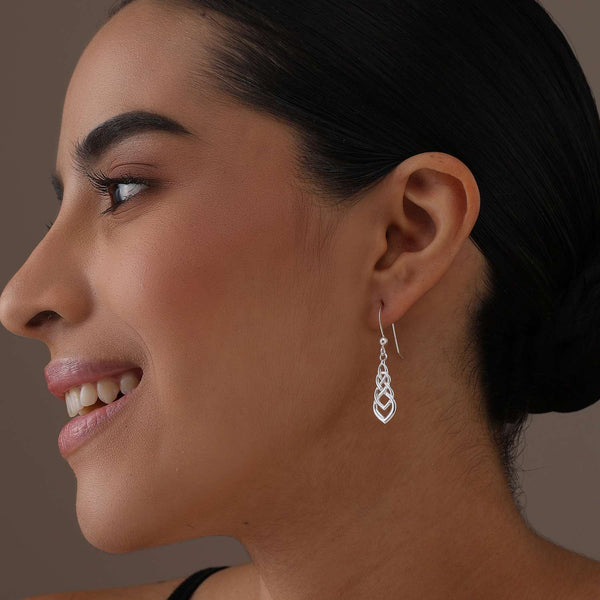 925 Sterling Silve Good Luck Irish Celtic Eternity Knot Drop Dangle Earrings With Premium Mother's Day Gift Box for Women