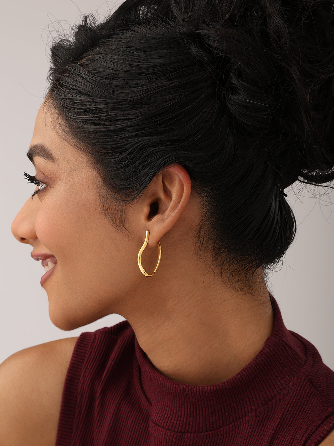 925 Sterling Silver Jewellery | 14K Gold-Plated Elara Wave Dangle Earrings | acpl-ecom.myshopify.com