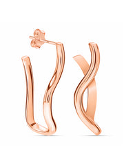 925 Sterling Silver Jewellery | 14K Rose-Gold Plated Bella Wavy Dangler Earrings | acpl-ecom.myshopify.com