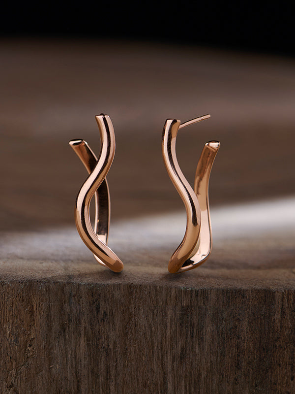 14K Rose-Gold Plated Bella Wavy Dangler Earrings