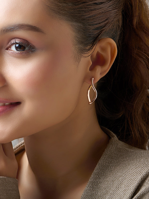 14K Rose-Gold Plated Bella Wavy Hoop Stud Earrings