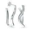 925 Sterling Silver Wavy Hoop Stud Earring For Women