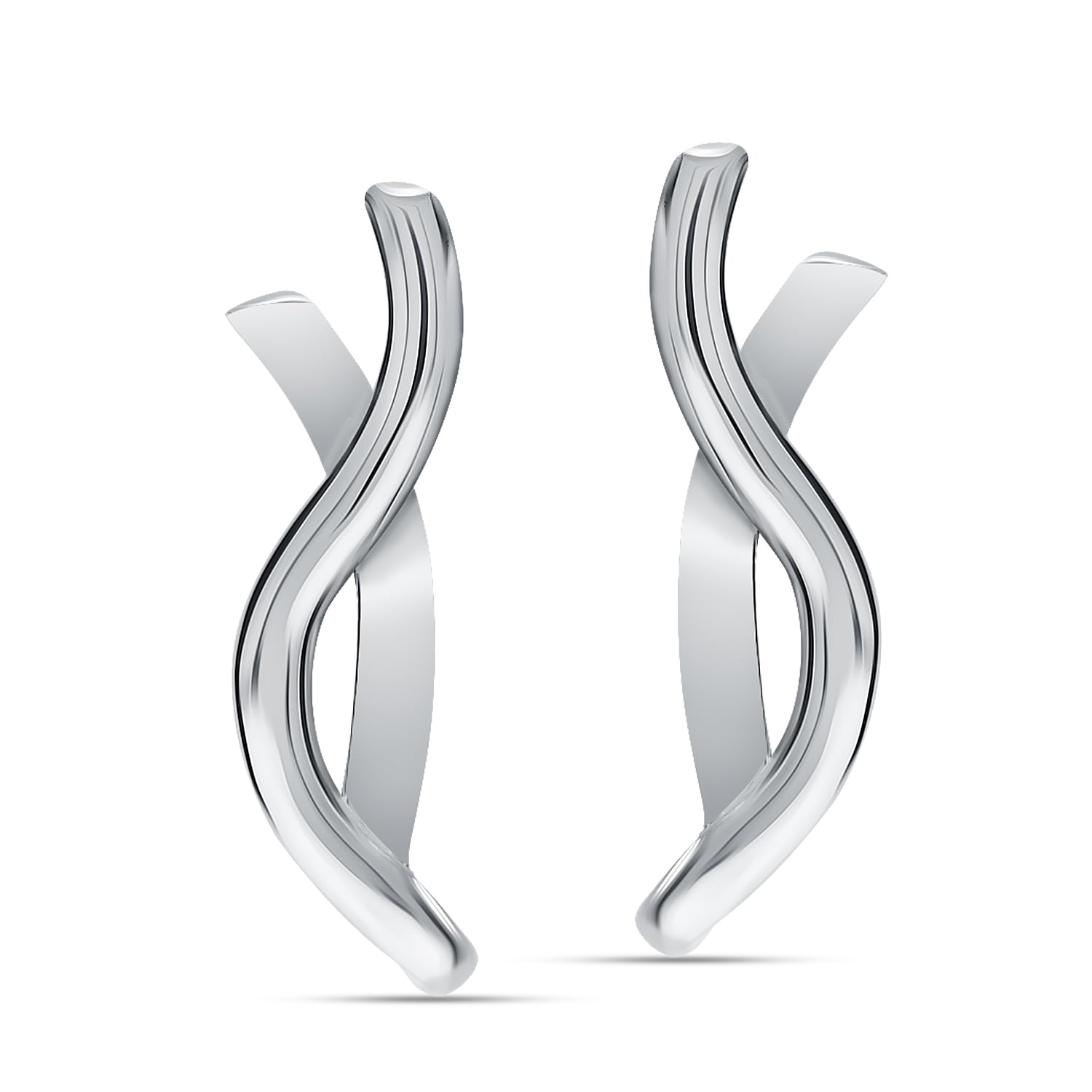 925 Sterling Silver Wavy Hoop Stud Earring For Women