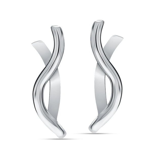 925 Sterling Silver Wavy Hoop Stud Earring For Women