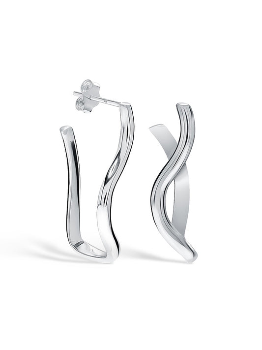 Wavy Hoop Stud Earrings