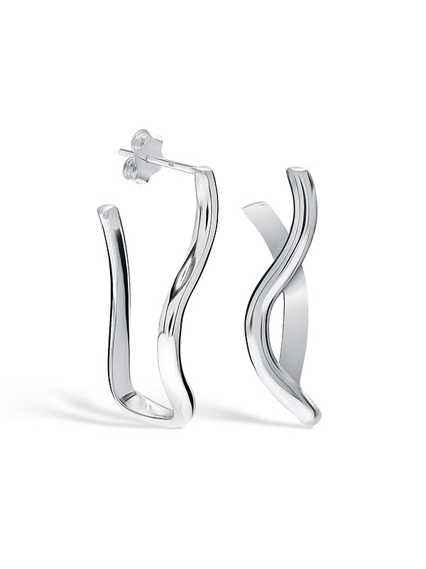 Wavy Hoop Stud Earrings