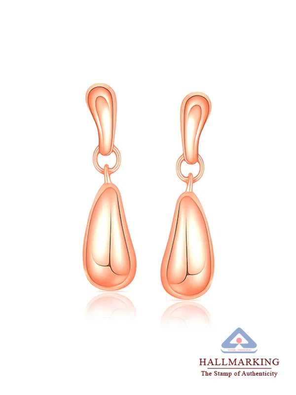 14K Rose-Gold Plated Celia Waterdrop Dangler Earrings with hallmark