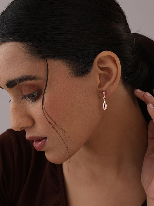 925 Sterling Silver Jewellery | 14K Rose-Gold Plated Celia Waterdrop Dangler Earrings | acpl-ecom.myshopify.com