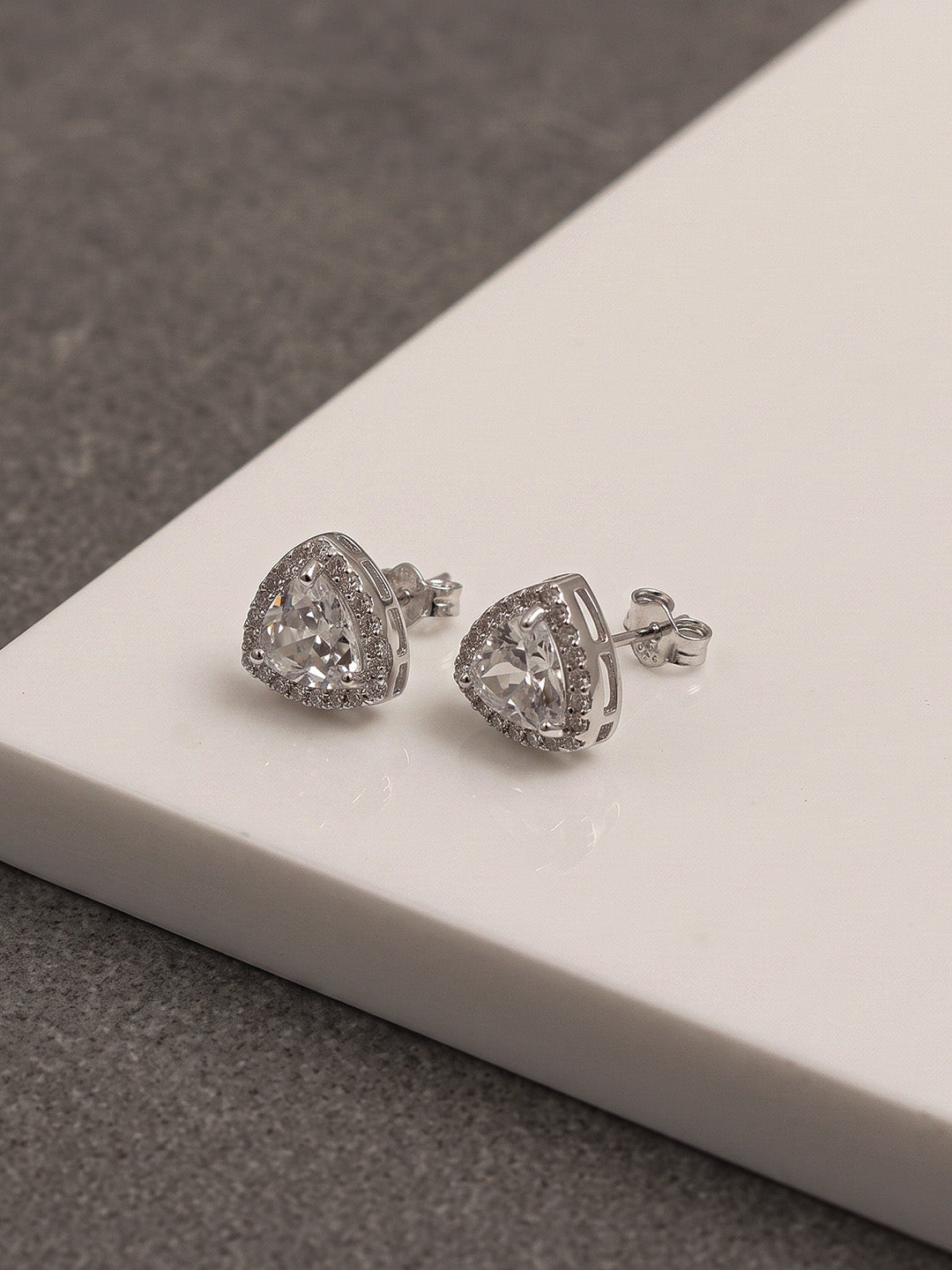 CZ Halo Triangle Studs for Men