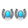 925 Sterling Silver Turquoise Horseshoe Studs Earring for Women