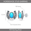 925 Sterling Silver Turquoise Horseshoe Studs Earring for Women