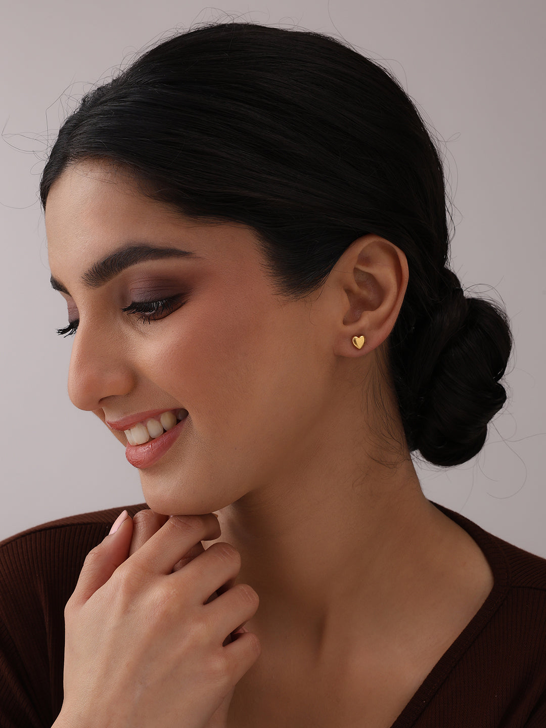 Silver Amora Two-Tone Heart Studs