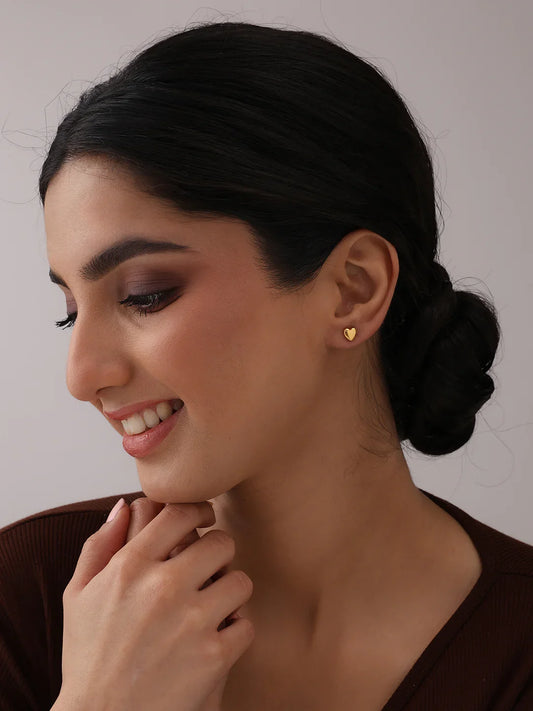 Silver Amora Two-Tone Heart Studs