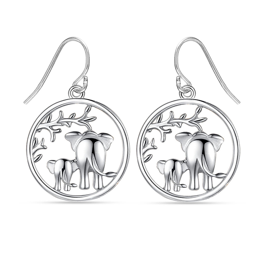 925 Sterling Silver Elephant Drop Dangle Earring For Women