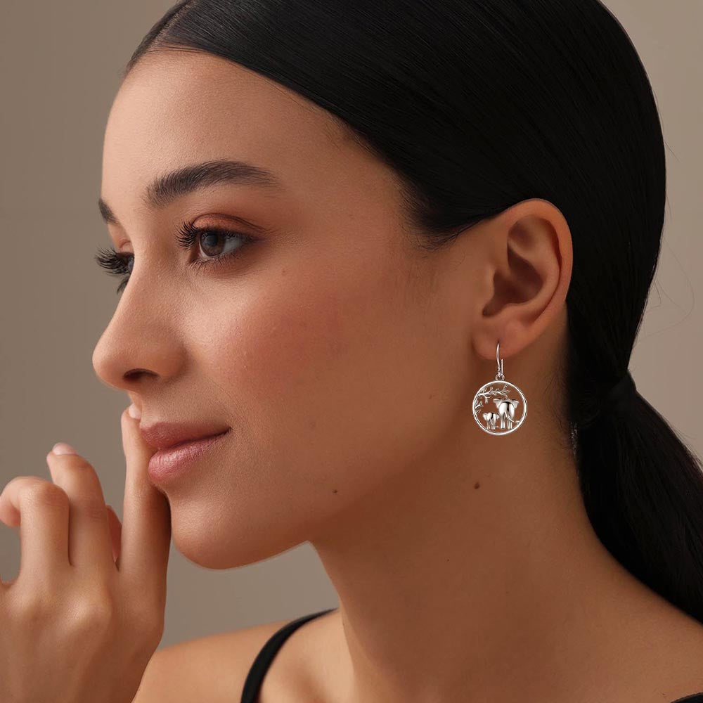 925 Sterling Silver Elephant Drop Dangle Earring For Women
