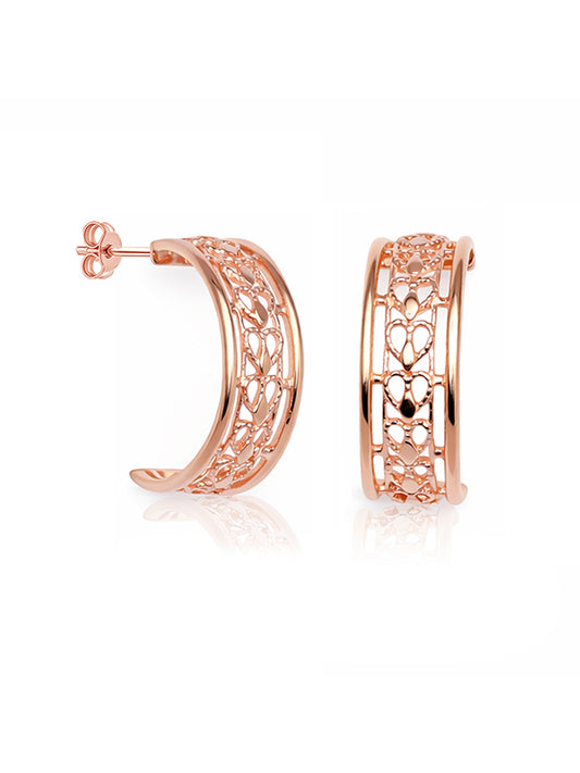 Rose Amara Filigree Heart Hoops