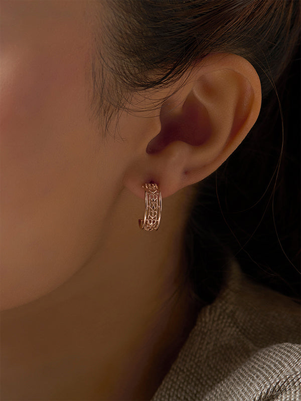 Rose Amara Filigree Heart Hoops