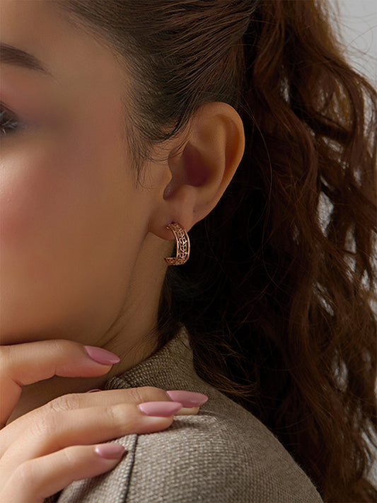 Rose Amara Filigree Heart Hoops