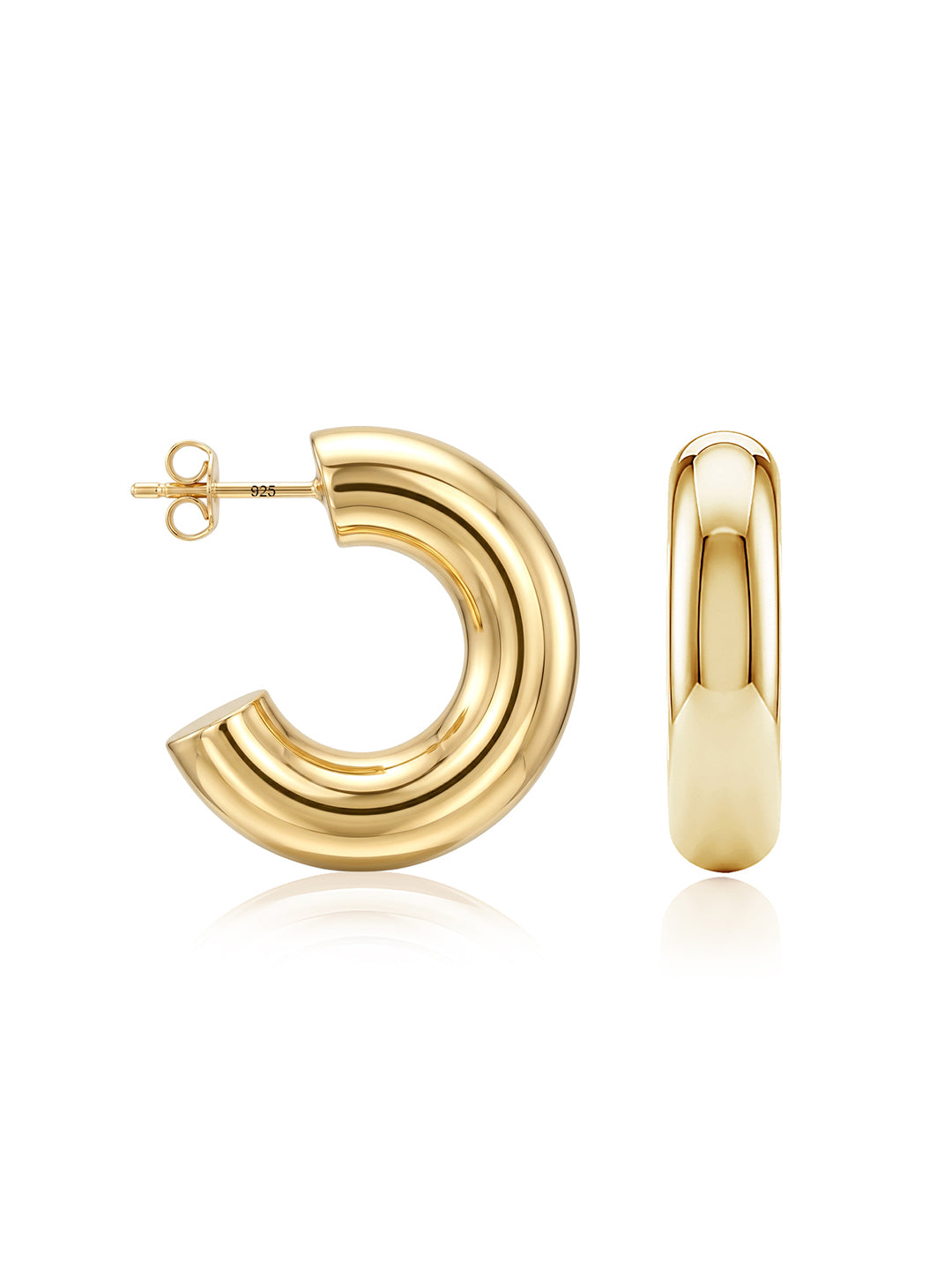 Gold C Hoop Earrings