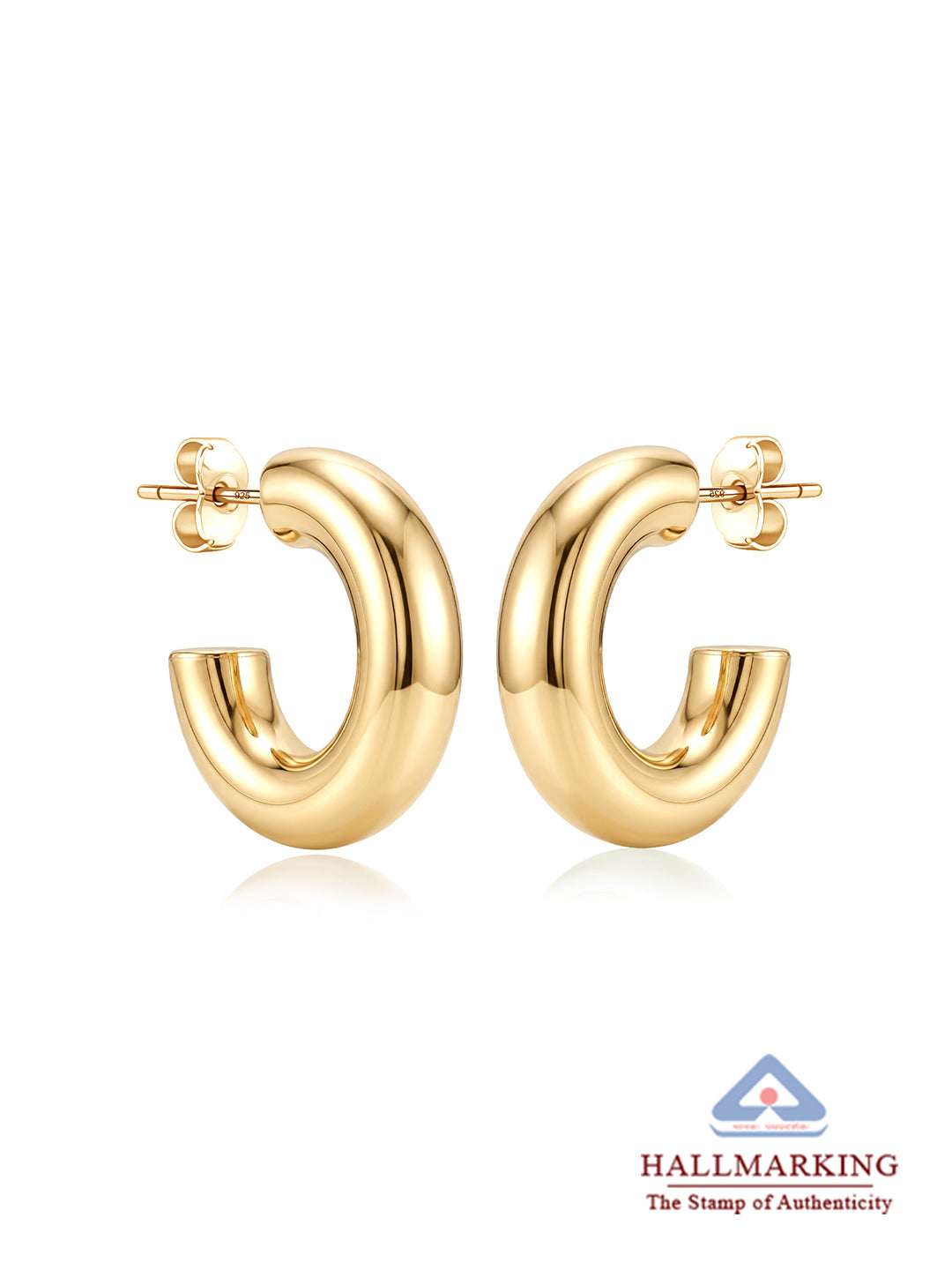Gold C Hoop Earrings