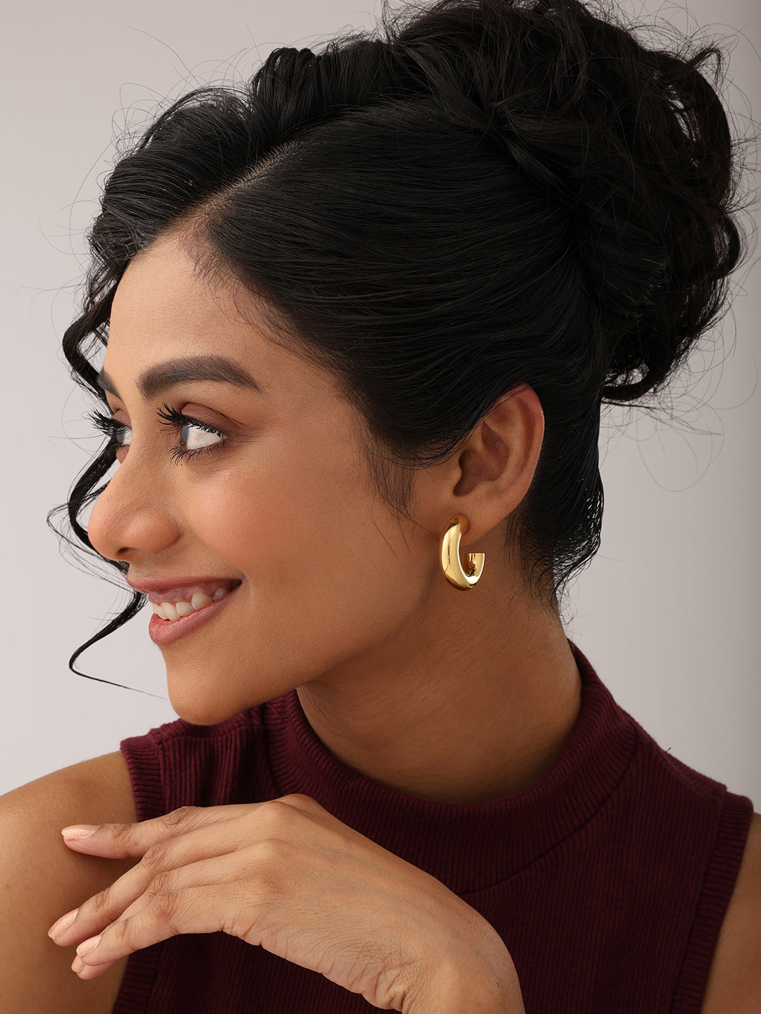 Gold C Hoop Earrings