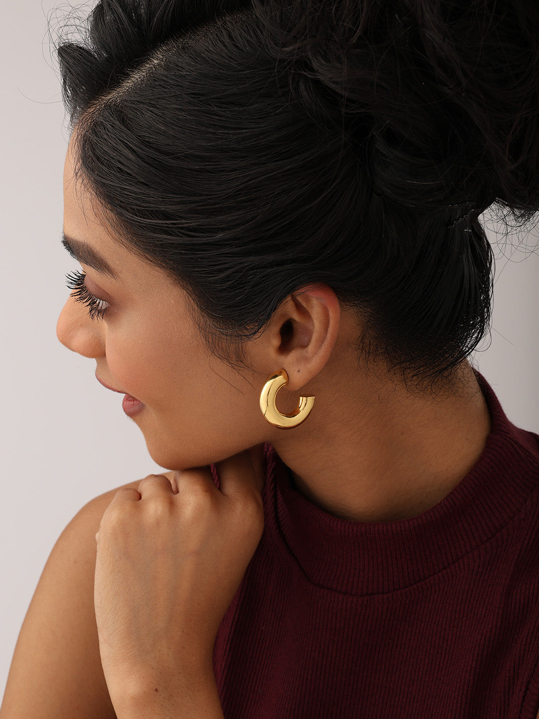 Gold C Hoop Earrings